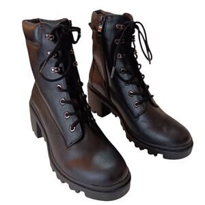 NEW Chunky Block Heel Biker Combat Boots 9 by Madden Girl Goth Punk Zips‎ Laces